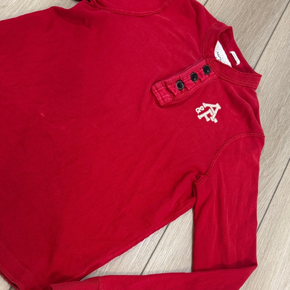 Vintage Y2K Abercrombie & Fitch Muscle Henley Shirt Long Sleeve Mens L Spellout